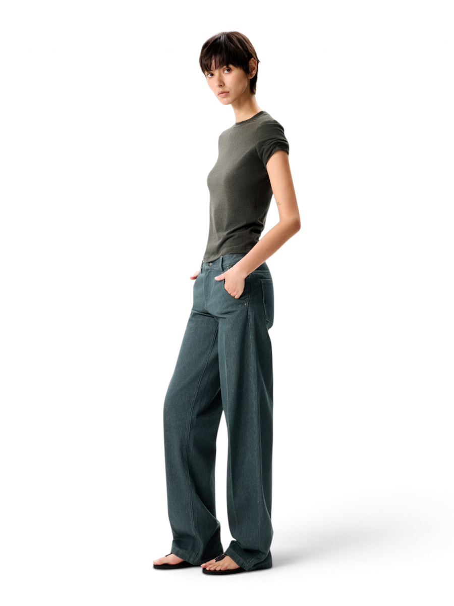 Cotton Relaxed Jeans with Pressed Creases